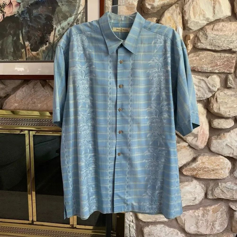 Tommy Bahama men’s button down Jacquard Camp shirt Resort weekend business casua